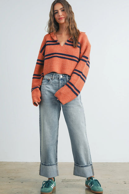 Ainsley Striped Knit Sweater - Ships 8/10