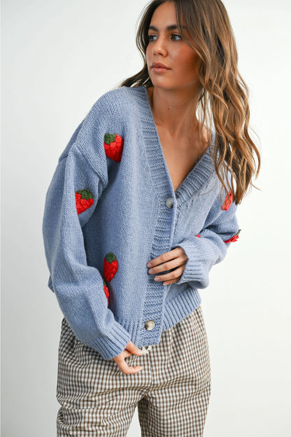 Harper Strawberry Cardigan - Ships 8/2